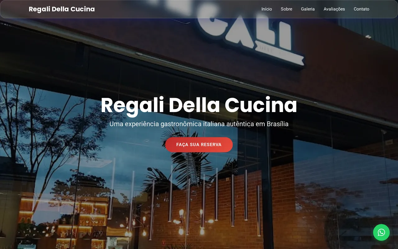Captura de tela do projeto Regali Della Cucina - Autêntica Culinária Italiana em Brasília